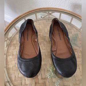 Like New Black Lucky Brand Leather Emmie Flat - 8